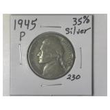 1945-P 35% Silver War Time Jefferson Nickel