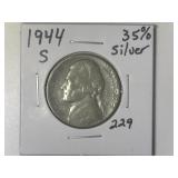1944-S 35% Silver War Time Jefferson Nickel