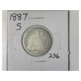 1887-S Seated Librry Dime