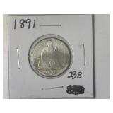 1891 Seated Librry Dime
