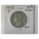 1943-P 35% Silver War Time Jefferson Nickel