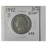 1942-S 35% Silver War Time Jefferson Nickel