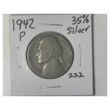 1942-P 35% Silver War Time Jefferson Nickel