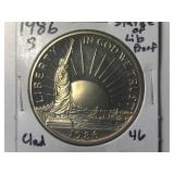 1986-S Sttue of Liberty Clad Proof Half Dollar