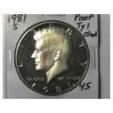 1981-S Type 1 Clad Proof Kennedy Half Dollar