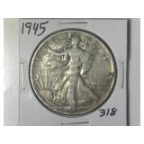 1945 Walking Liberty  Half Dollar