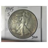 1945-S Walking Liberty  Half Dollar