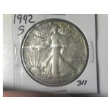 1942-S Walking Liberty  Half Dollar