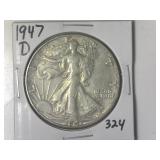 1947-D Walking Liberty  Half Dollar