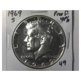 1969-S 40% Silver Proof Kennedy Half Dollar