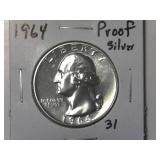1964 Silver Proof Washington Quarter