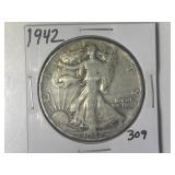 1942 Walking Liberty  Half Dollar