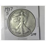 1937-S Walking Liberty  Half Dollar