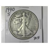 1940-S Walking Liberty  Half Dollar