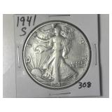 1941-S Walking Liberty  Half Dollar