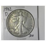 1942-D Walking Liberty  Half Dollar