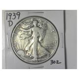 1939-D Walking Liberty  Half Dollar