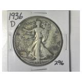 1936-D Walking Liberty  Half Dollar