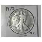 1940 Walking Liberty  Half Dollar