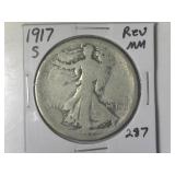 1917-S Rev MM Walking Liberty  Half Dollar