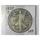 1920-S Walking Liberty  Half Dollar