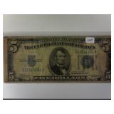 1934 A $5 Blue Seal Silver Certificate Note