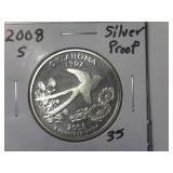 2008-S Okla Silver Proof Washington Quarter