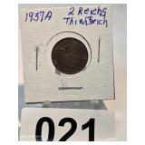 1937A 2 Reich Third Reich German Coin