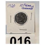 1920 10 Pfennig German Coin