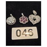 .925 Sterling Silver Fashion Jewelry Pendants ( 3)