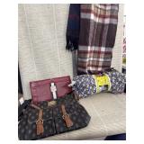 Purses scarves and neck pillow