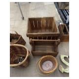 Wood crate and baskets