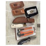 Flat of knives small leather cases