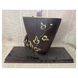 Vintage ceramic light with wood base