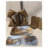 Book ends and decorative plates