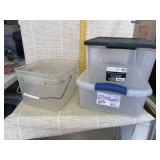 2 Totes with Lids, Bucket