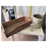 Wood Box, Schwan's Can, Bottle