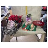 Gnome, Tin, Wire Basket, Artificial Flowers in