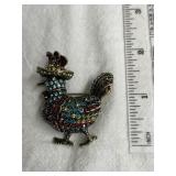 Heidi Daus Chicken Brooch with Gemstones