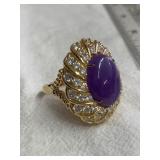 Sterling Silver Gold Plates Gemstone Ring Size 9