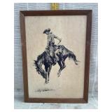 Vintage Art Print of 'Bronco Buster' by Frederic
