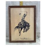 Vintage Art Print of 'A Running Bucker' by
