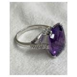 Sterling Silver Gemstone Ring Size 8