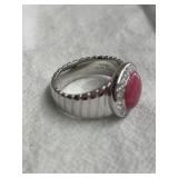 Gemstone/Stainless Steel Ring Size 9