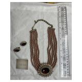 Heidi Daus Necklace & Clip On Earrings with