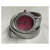 Snake Shaped Wrist Watch with Gemstones