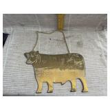 Vintage Brass Cow Plaque