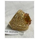 Gold Plates Sterling Silver Gemstone Ring Size 9