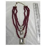 Heidi Daus 3 Strand Beaded Gemstone Necklace