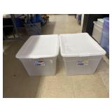 2 Sterilite Totes with Lids  56qt, 58qt